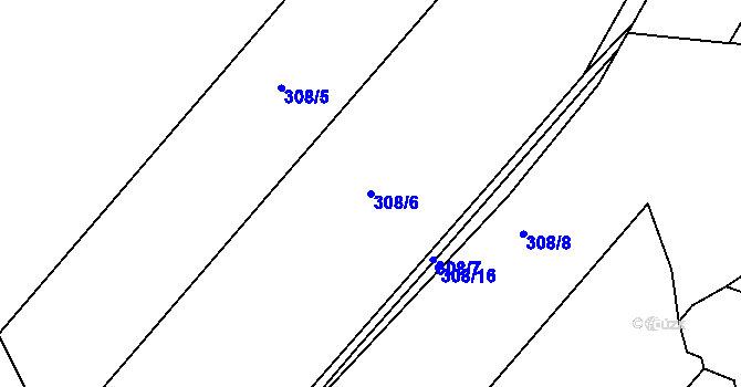 Parcela st. 308/6 v KÚ Moravany u Ronova, Katastrální mapa