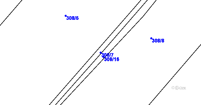 Parcela st. 308/7 v KÚ Moravany u Ronova, Katastrální mapa