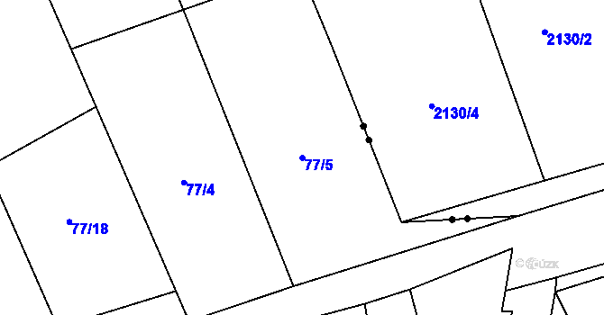 Parcela st. 77/5 v KÚ Brodce, Katastrální mapa