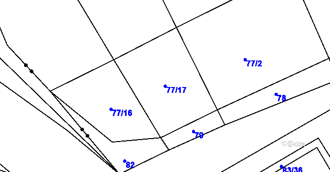 Parcela st. 77/17 v KÚ Brodce, Katastrální mapa