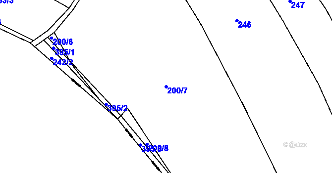 Parcela st. 200/7 v KÚ Brodce, Katastrální mapa