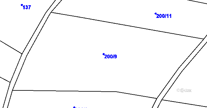 Parcela st. 200/9 v KÚ Brodce, Katastrální mapa