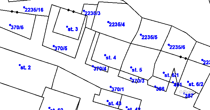 Parcela st. 4 v KÚ Brodce, Katastrální mapa