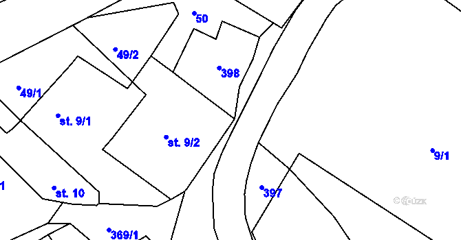 Parcela st. 9/3 v KÚ Brodce, Katastrální mapa