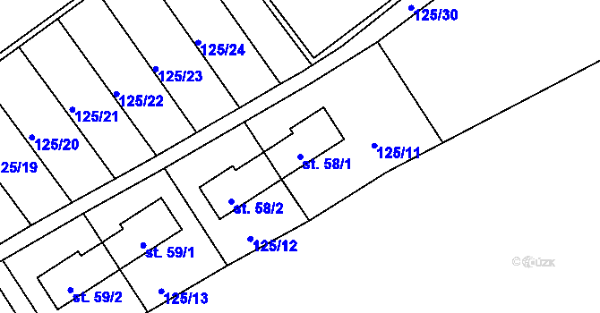 Parcela st. 58/1 v KÚ Brodce, Katastrální mapa