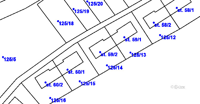 Parcela st. 59/2 v KÚ Brodce, Katastrální mapa
