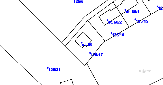 Parcela st. 80 v KÚ Brodce, Katastrální mapa