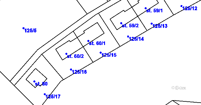 Parcela st. 125/15 v KÚ Brodce, Katastrální mapa