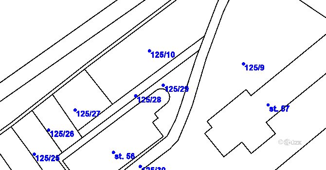 Parcela st. 125/29 v KÚ Brodce, Katastrální mapa
