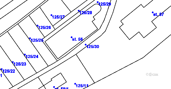 Parcela st. 125/30 v KÚ Brodce, Katastrální mapa