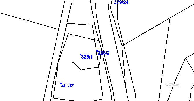 Parcela st. 326/2 v KÚ Brodce, Katastrální mapa