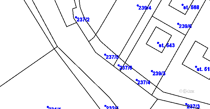 Parcela st. 237/5 v KÚ Kněžice u Třebíče, Katastrální mapa