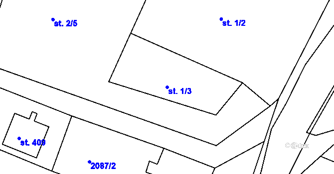 Parcela st. 1/3 v KÚ Kněžice u Třebíče, Katastrální mapa