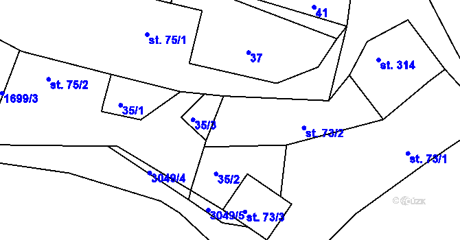 Parcela st. 73/2 v KÚ Kněžice u Třebíče, Katastrální mapa