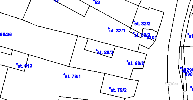 Parcela st. 80/3 v KÚ Kněžice u Třebíče, Katastrální mapa