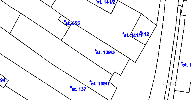 Parcela st. 139/3 v KÚ Kněžice u Třebíče, Katastrální mapa
