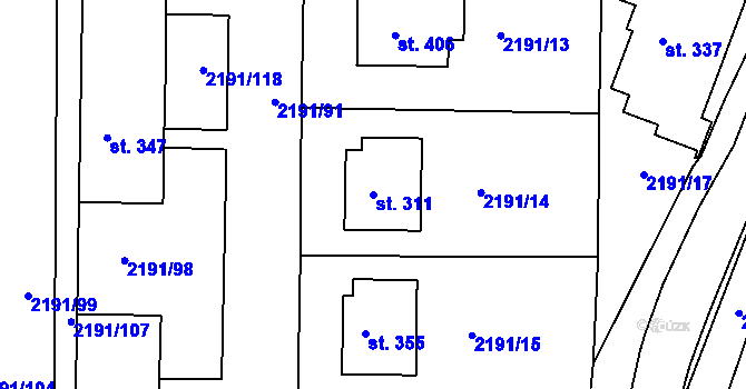 Parcela st. 311 v KÚ Kněžice u Třebíče, Katastrální mapa
