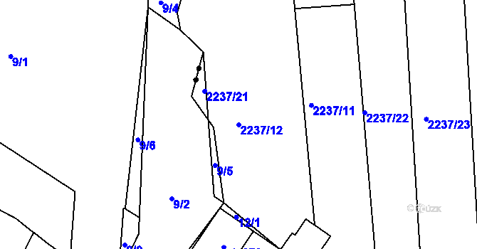 Parcela st. 2237/12 v KÚ Kněžice u Třebíče, Katastrální mapa
