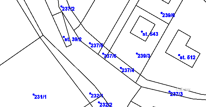 Parcela st. 237/6 v KÚ Kněžice u Třebíče, Katastrální mapa