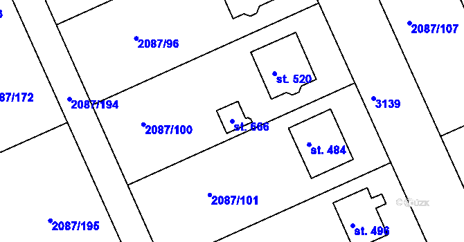 Parcela st. 666 v KÚ Kněžice u Třebíče, Katastrální mapa