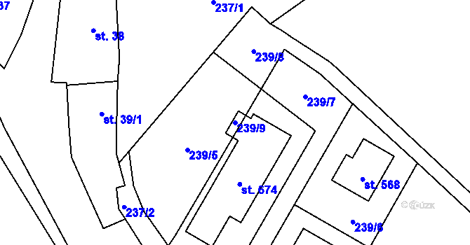 Parcela st. 239/9 v KÚ Kněžice u Třebíče, Katastrální mapa