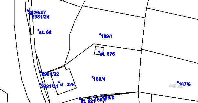 Parcela st. 676 v KÚ Kněžice u Třebíče, Katastrální mapa