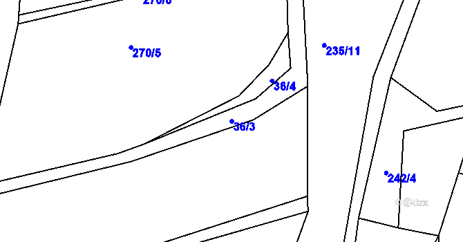 Parcela st. 36/3 v KÚ Víska u Kněžic, Katastrální mapa