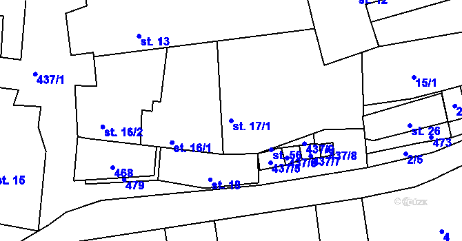 Parcela st. 17/1 v KÚ Víska u Kněžic, Katastrální mapa