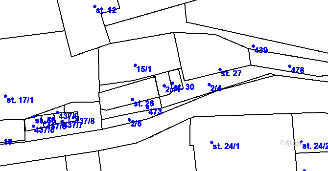 Parcela st. 2/11 v KÚ Víska u Kněžic, Katastrální mapa