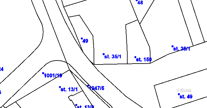 Parcela st. 35/1 v KÚ Kněžmost, Katastrální mapa
