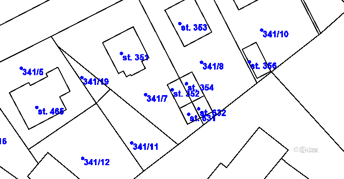 Parcela st. 352 v KÚ Kněžmost, Katastrální mapa