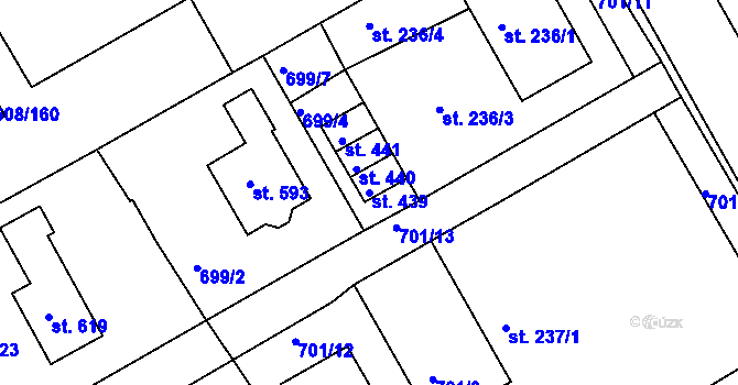 Parcela st. 439 v KÚ Kněžmost, Katastrální mapa