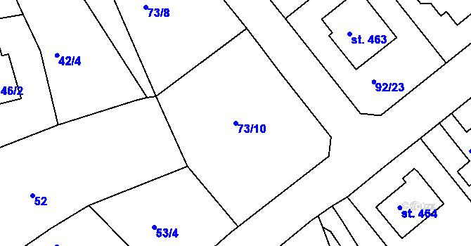 Parcela st. 73/10 v KÚ Kněžmost, Katastrální mapa