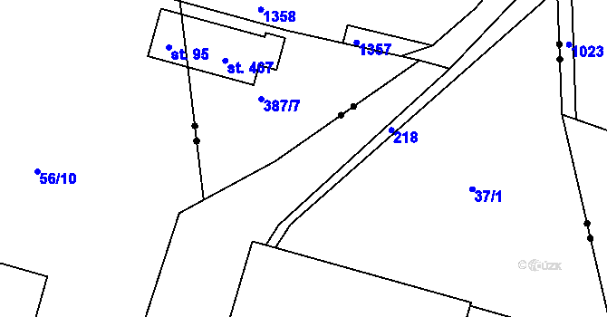 Parcela st. 387/8 v KÚ Kněžmost, Katastrální mapa