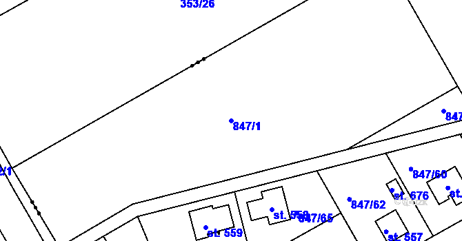 Parcela st. 847/1 v KÚ Kněžmost, Katastrální mapa