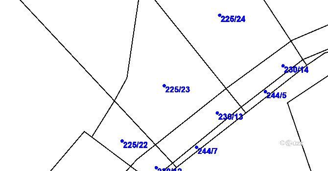 Parcela st. 225/23 v KÚ Kněžmost, Katastrální mapa