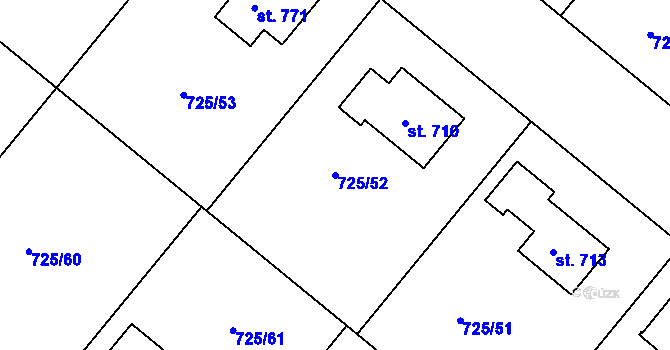 Parcela st. 725/52 v KÚ Kněžmost, Katastrální mapa