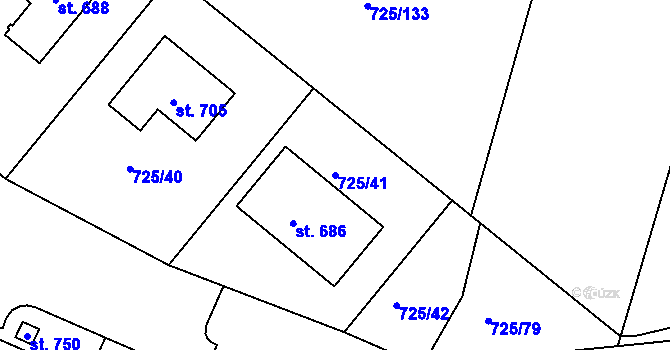 Parcela st. 725/41 v KÚ Kněžmost, Katastrální mapa