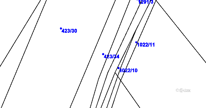 Parcela st. 423/34 v KÚ Kněžmost, Katastrální mapa