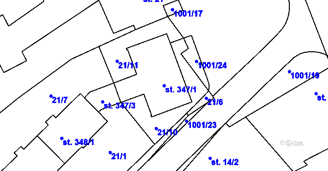 Parcela st. 347/1 v KÚ Kněžmost, Katastrální mapa