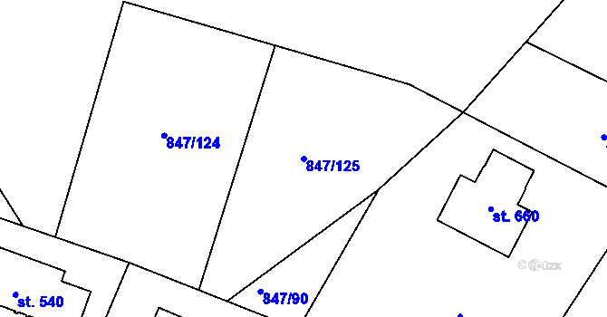 Parcela st. 847/125 v KÚ Kněžmost, Katastrální mapa