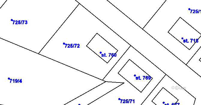 Parcela st. 760 v KÚ Kněžmost, Katastrální mapa