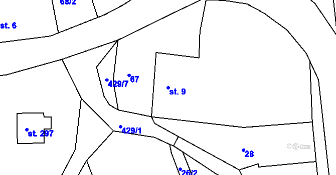 Parcela st. 9 v KÚ Suhrovice, Katastrální mapa