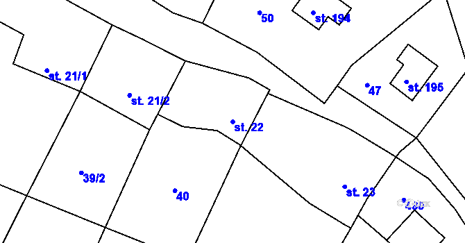 Parcela st. 22 v KÚ Suhrovice, Katastrální mapa