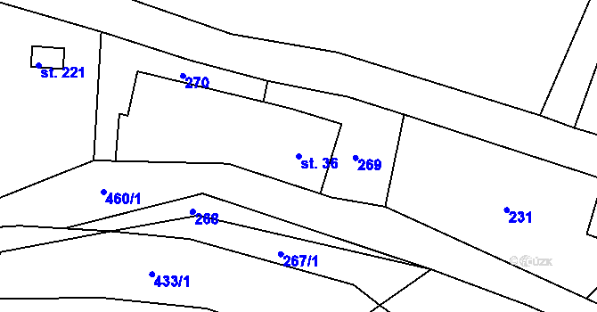Parcela st. 36 v KÚ Suhrovice, Katastrální mapa