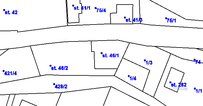 Parcela st. 46/1 v KÚ Suhrovice, Katastrální mapa