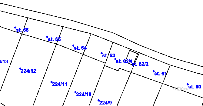Parcela st. 63 v KÚ Suhrovice, Katastrální mapa