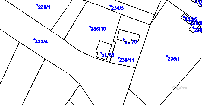 Parcela st. 69 v KÚ Suhrovice, Katastrální mapa