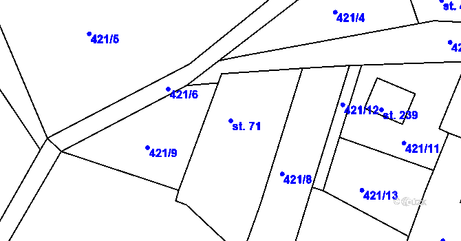 Parcela st. 71 v KÚ Suhrovice, Katastrální mapa