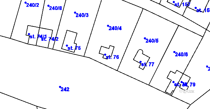Parcela st. 76 v KÚ Suhrovice, Katastrální mapa